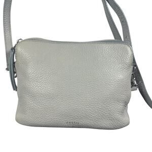Fossil Small Pebbled Leather Crossbody Bag - Light Gray